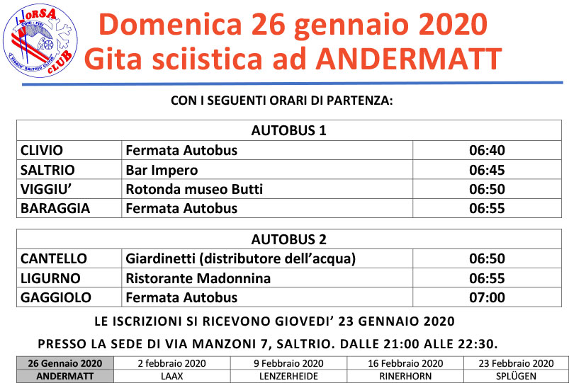 Si inizia!!! 1° Uscita 2020 – Andermatt